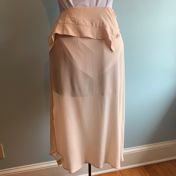 FAITH CONNEXION Women's S Crepe Silk Pink Quartz Shirt Skirt Asymmetrical Snap - Picture 4 of 11
